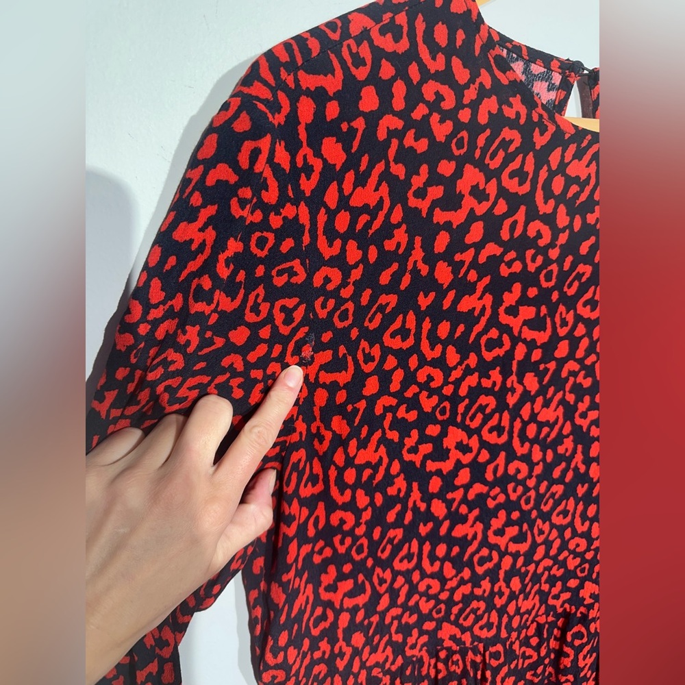 ZARA Red Leopard Printed Midi Tent Dress Women's Size M - Picture 7 of 15